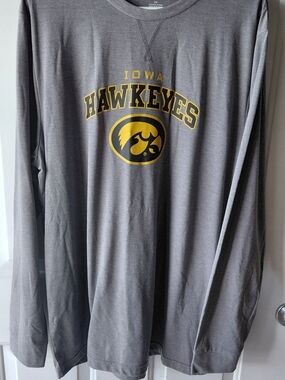 Iowa Hawkeyes Gray Long-Sleeve Team Logo Tee